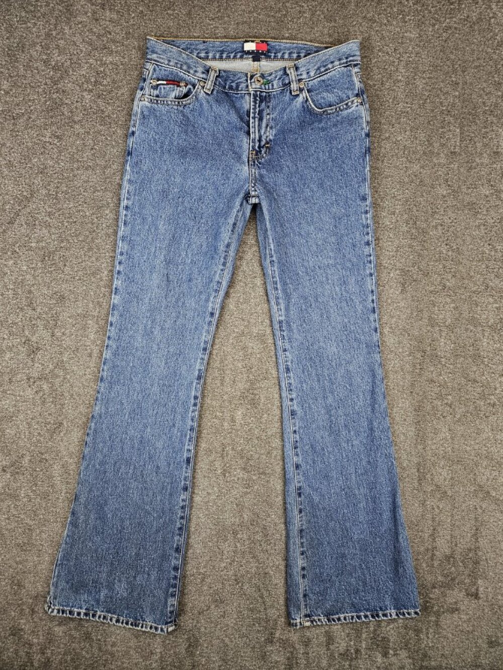Y2K Tommy Hilfiger Hipster Flare Jeans Womens 7 (30x33) Medium Blue
